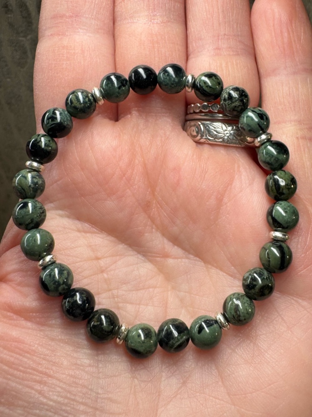 Kambaba Jasper Crystal Gemstone Stretch Bracelet Natural Healing